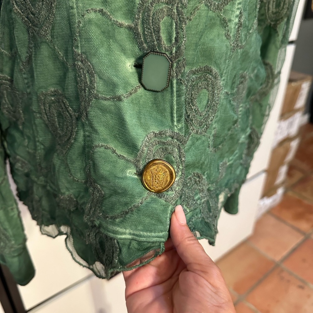Green Boho style women’s blazer Jacket - Picture 2 of 15